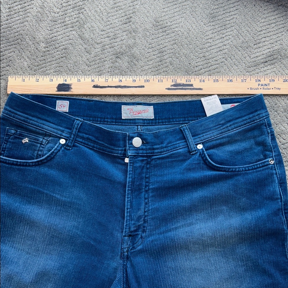 Marco Pescarolo Blue Corduroy Pants Made in Italy Cotton Stretch Size 54 US 38 - Picture 8 of 11